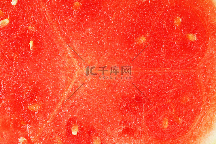 红西瓜多汁果肉的质地特写，全屏