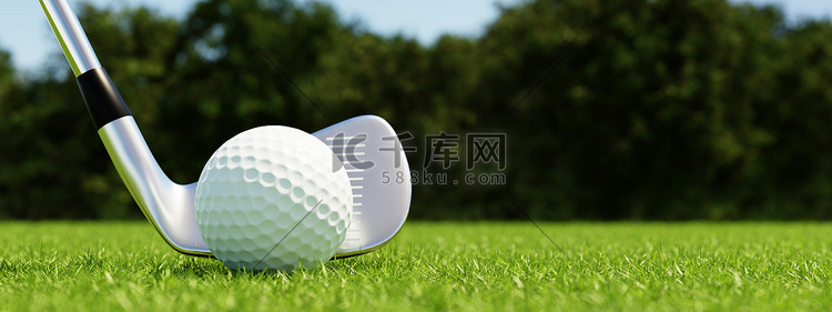 高尔夫球和高尔夫俱乐部有球道绿