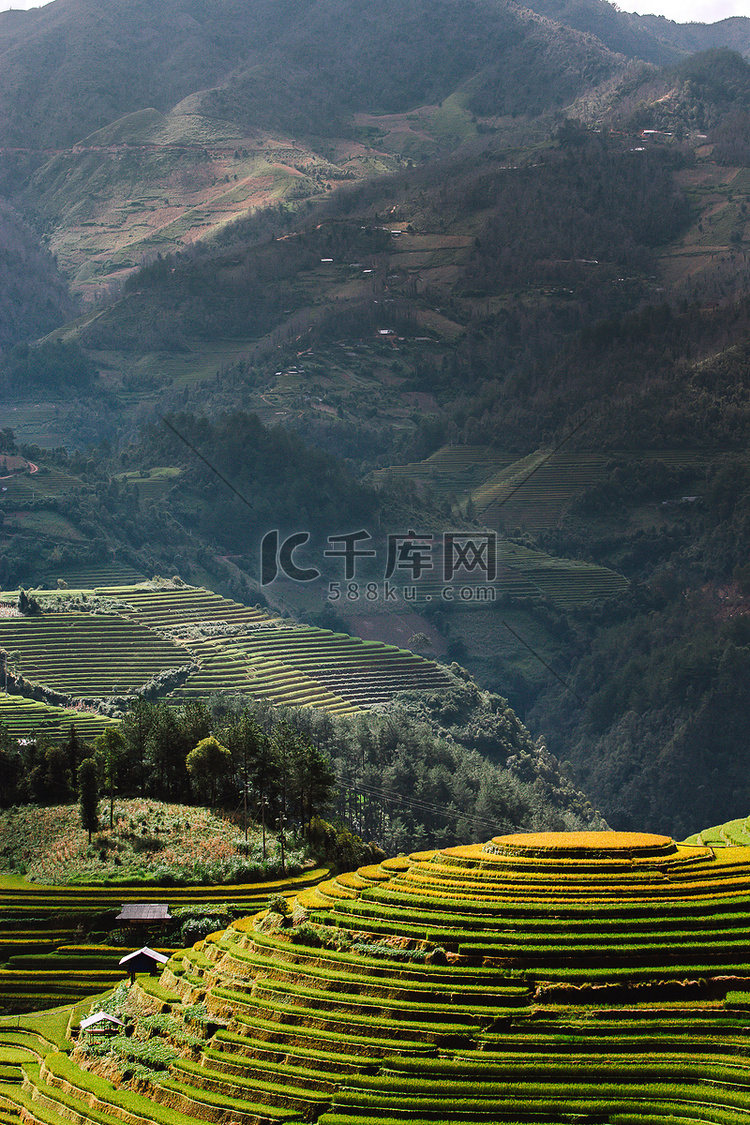 安沛 Mu Cang Chai 雨季露台上的稻田