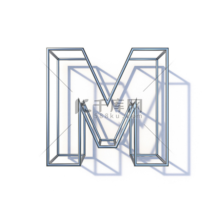 钢丝框字体 Letter M 3D