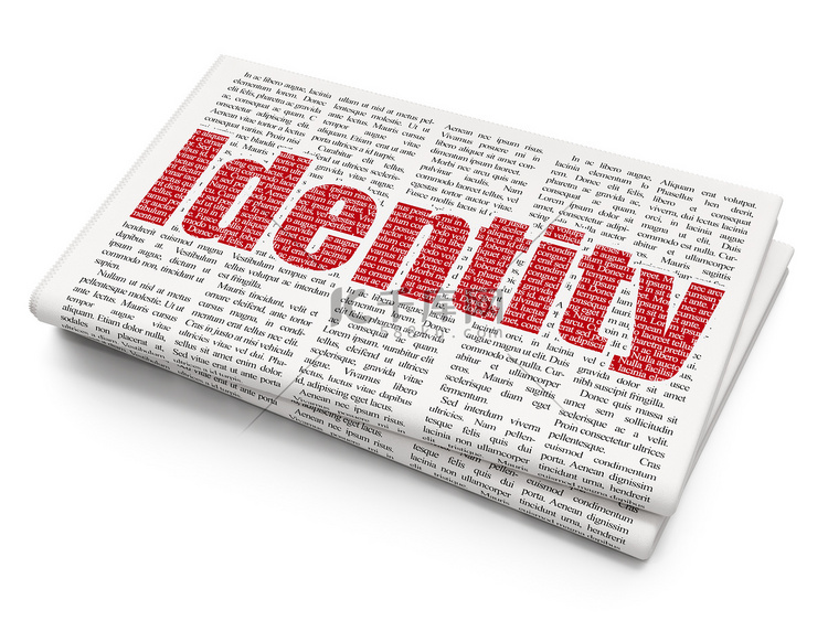 安全理念： 报纸背景上的身份