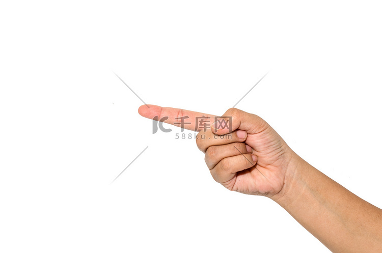 手点与手指隔离在白色。