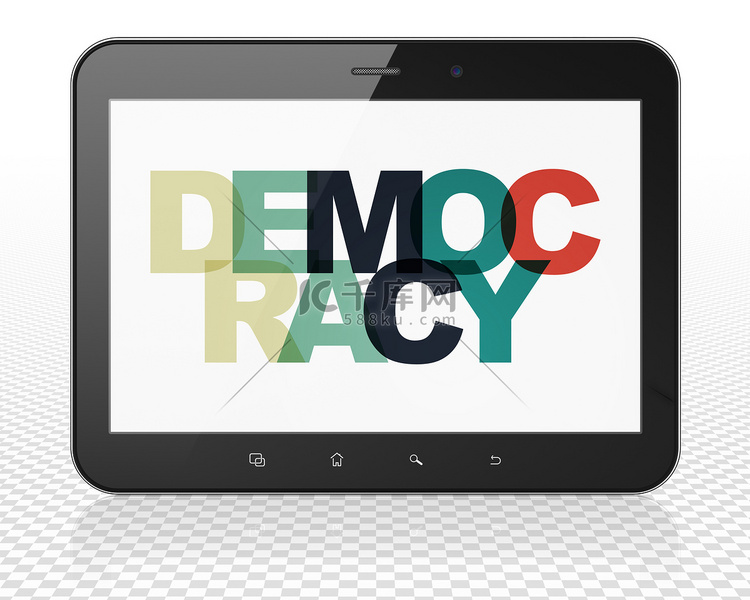 政治概念： 显示民主的平板电脑