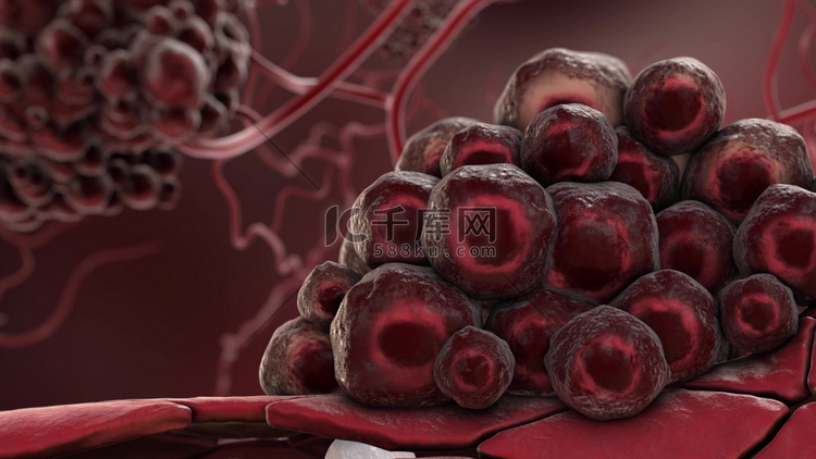 3D 插图激活的癌细胞，生长的