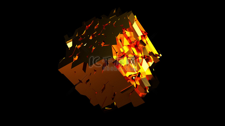 抽象分形金色立方体