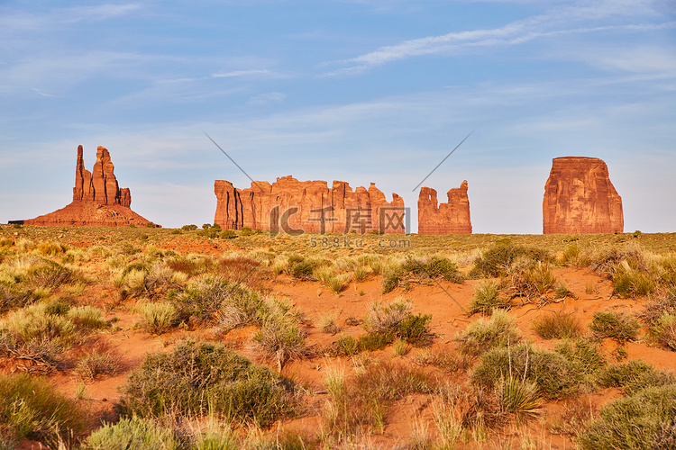 亚利桑那州纪念碑谷的一排大型红