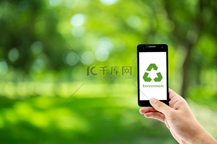 手机握着回收符号生态环境 Ic