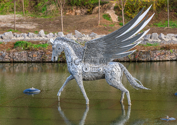 马雕塑在乌曼，乌克兰幻想公园