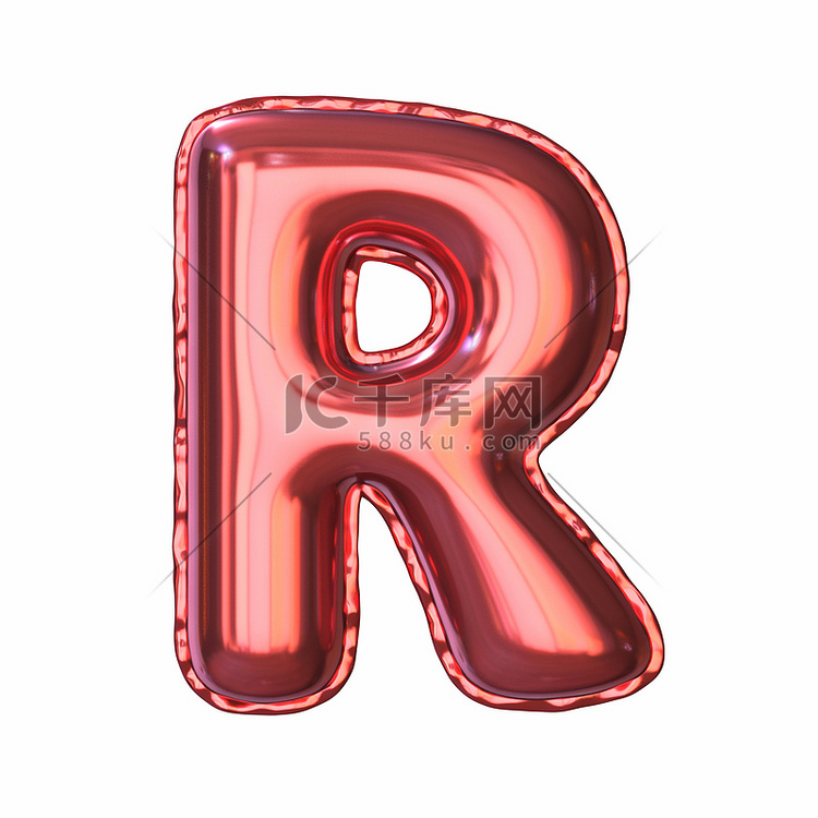 红色金属气球字体 Letter R 3D