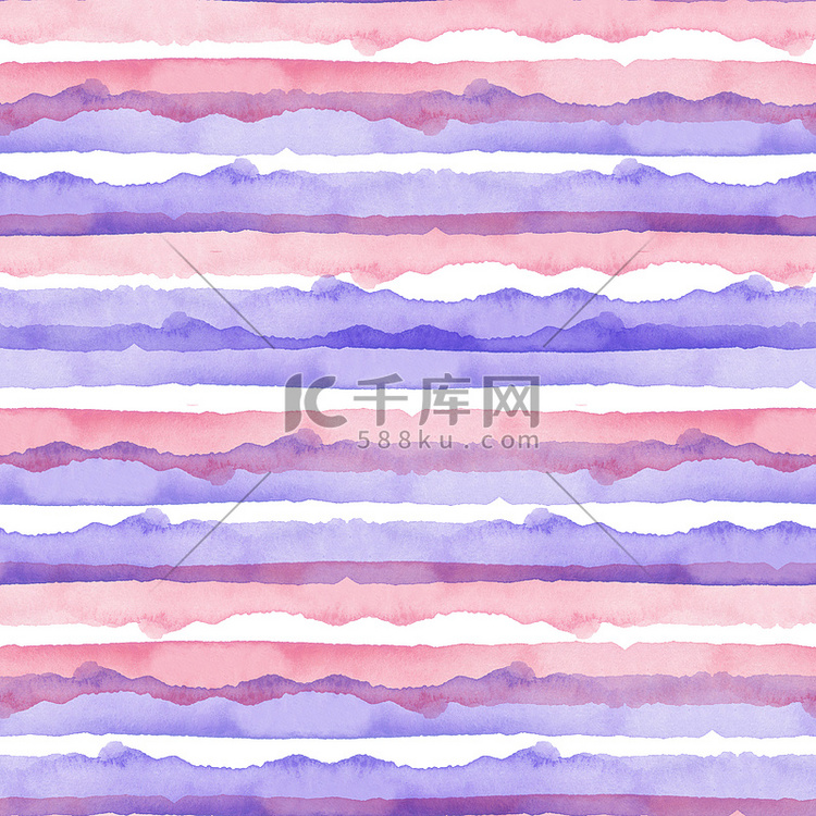 抽象粉红色蓝色条纹水彩背景。织