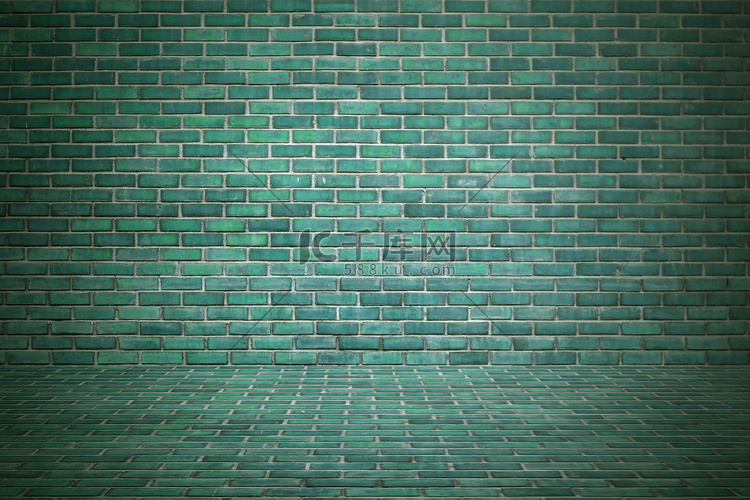 异国情调的绿砖墙