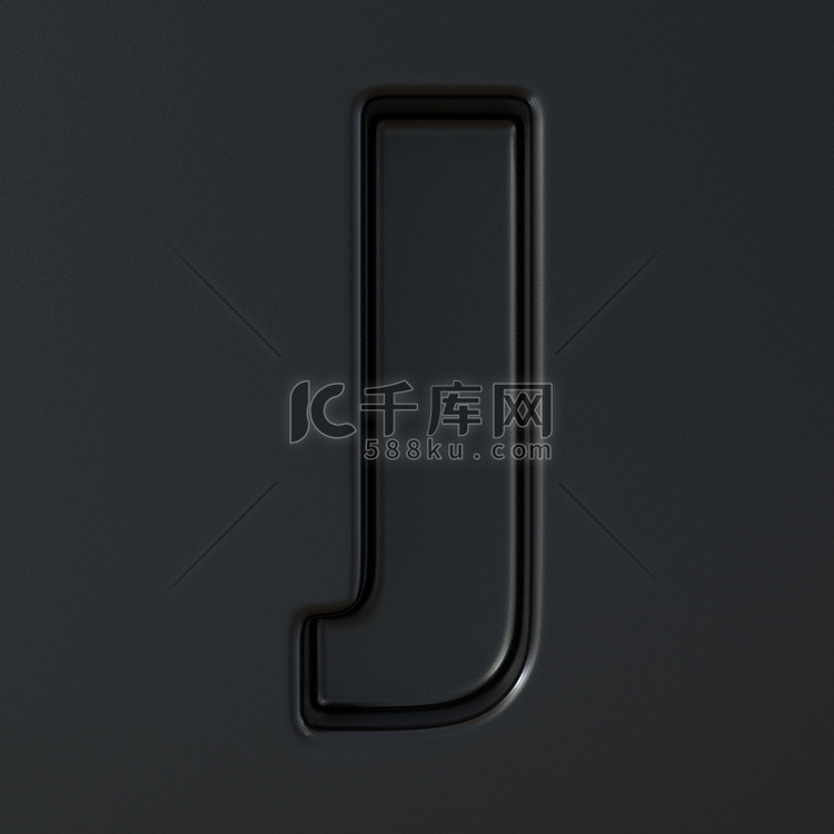 黑色雕刻字体 Letter J 3D