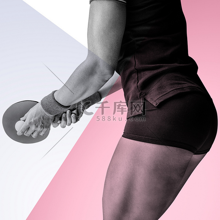 女运动员打乒乓球的合成图像