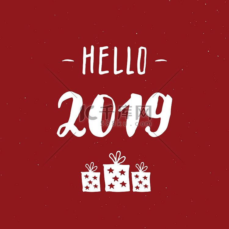 新年贺卡，你好2019。版式问
