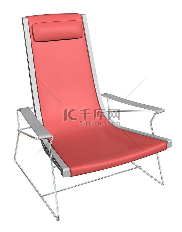 塑料躺椅，3D 插图