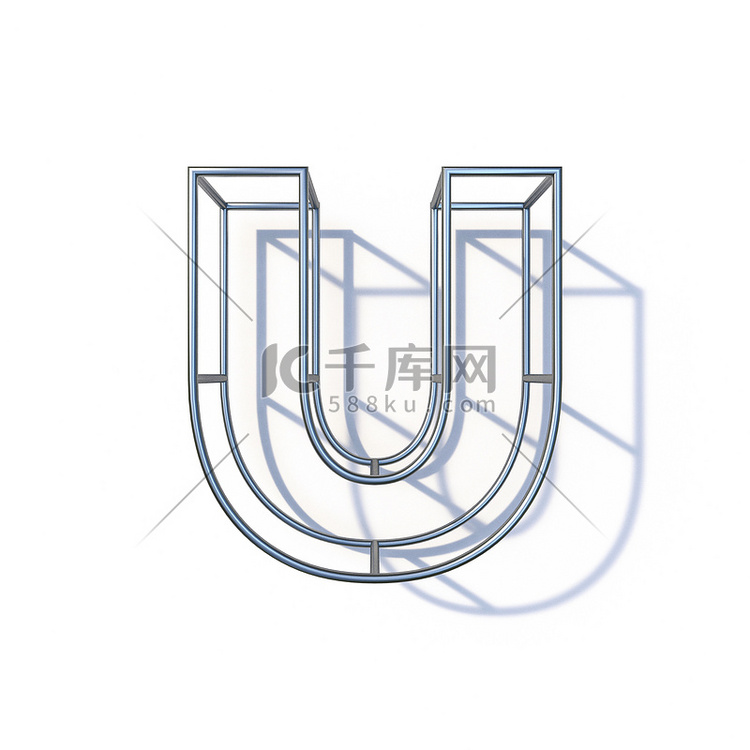 钢丝框架字体字母 U 3D