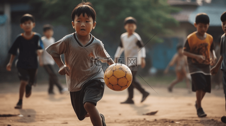 学生在操场上踢球