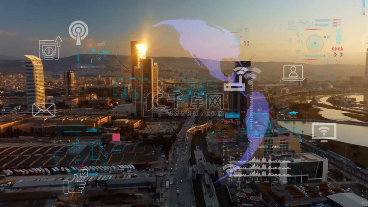 智能城市和通信网络概念。 