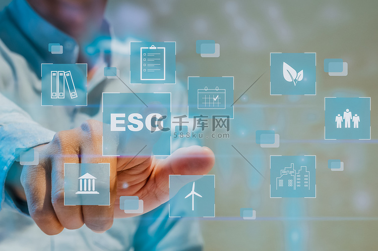 人手触摸 ESG 词与图标业务