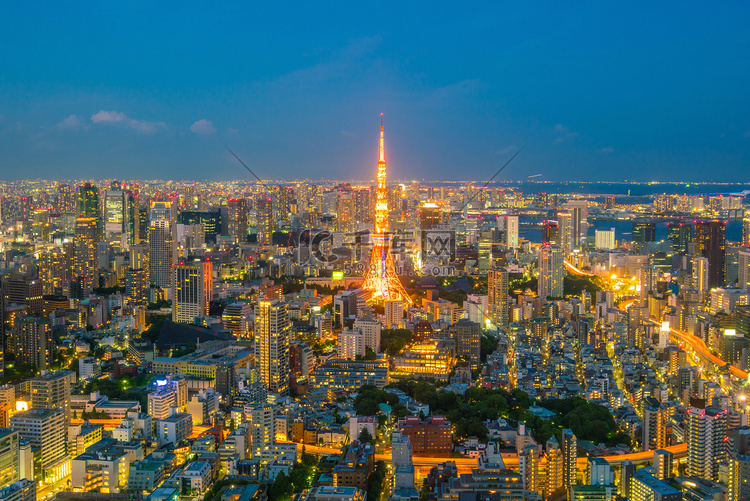 东京天际线与日本东京塔