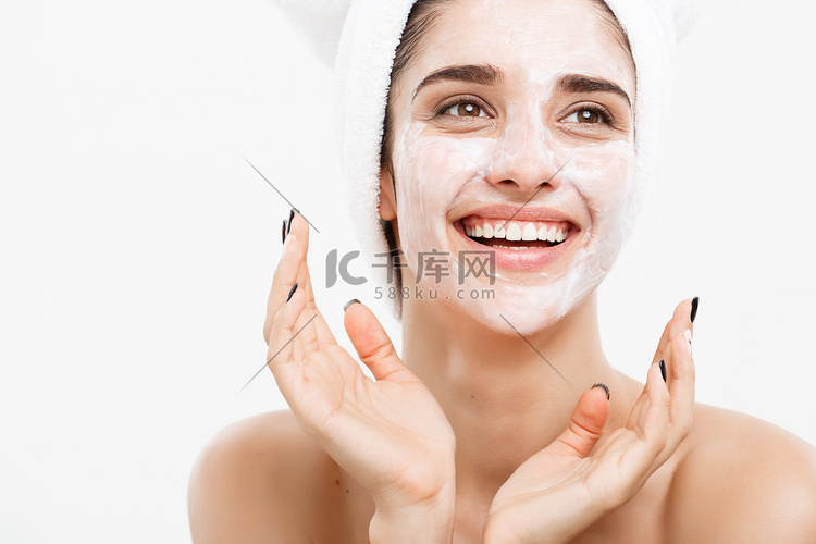 美容护肤概念-美丽的白种女人脸