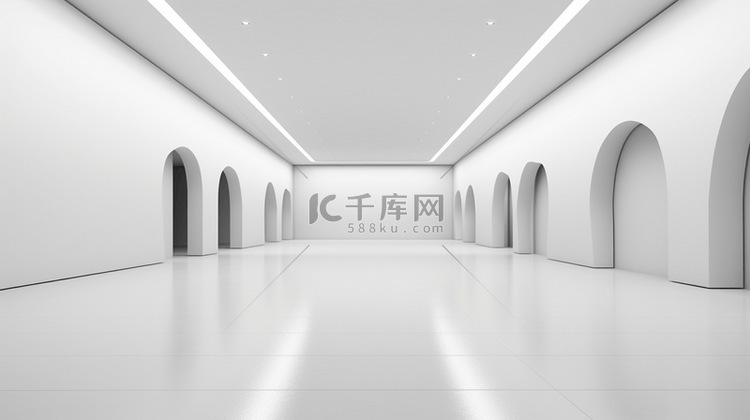 3D渲染的白色抽象房间走廊矢量