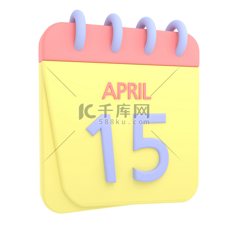 4 月 15 日 3D 日历图标