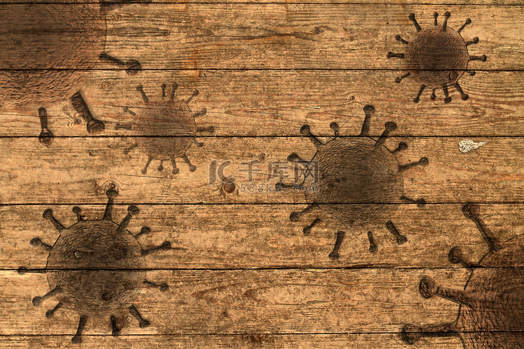 木板纹理与一些病毒化石可视化。