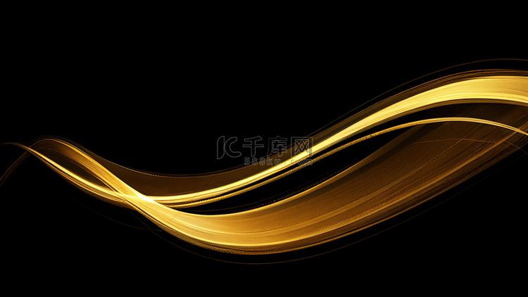 黑金色抽象闪亮金色波浪曲线背景