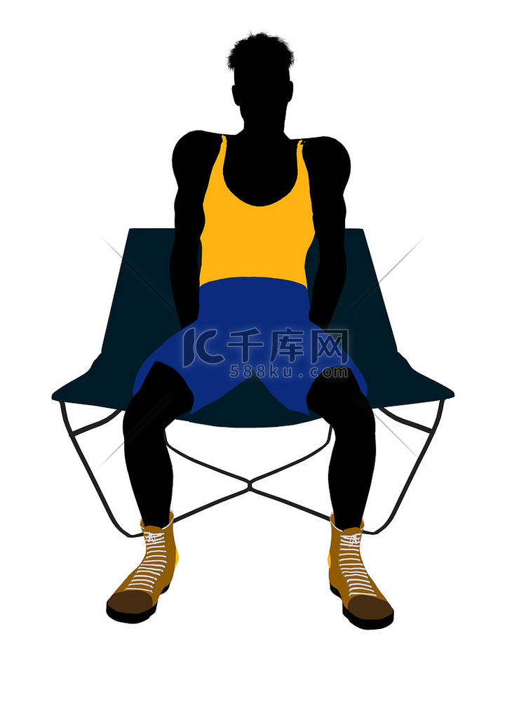 坐在躺椅上的男运动员插图剪影