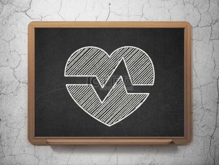 医疗保健概念：黑板背景上的心