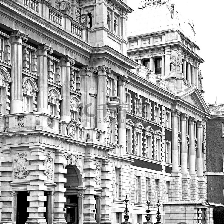 英国老建筑欧洲伦敦墙古董和灯光
