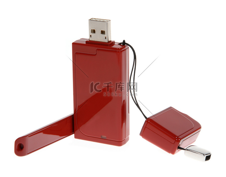 带 USB 电缆的红色调制解调器