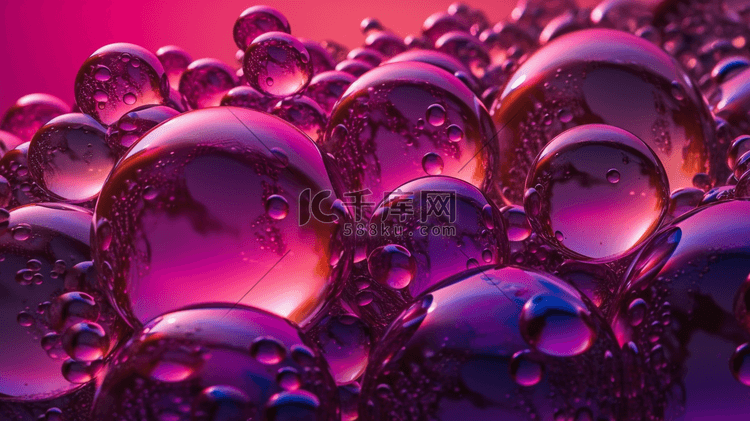 粉紫色液体水珠气泡特写3