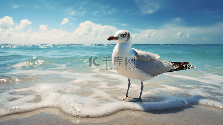 站在海边沙滩上的海鸥1