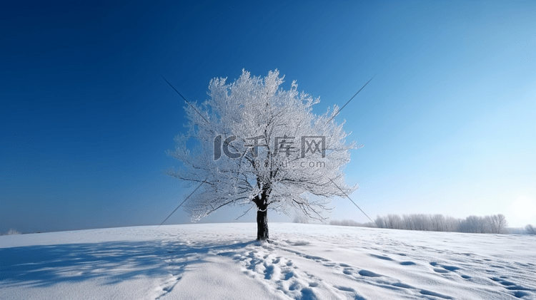 冬季平原上白雪覆盖的一棵树1
