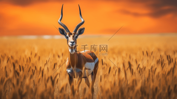 站在高高的草地上的一只羚羊
