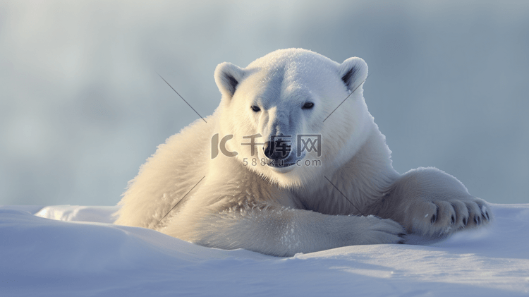 躺在雪地上的北极熊