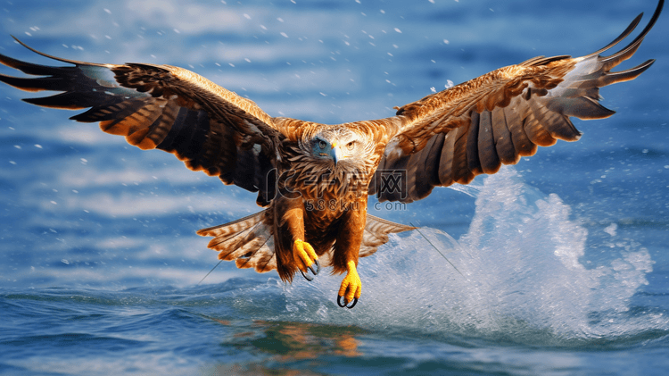 鹰在水上飞翔