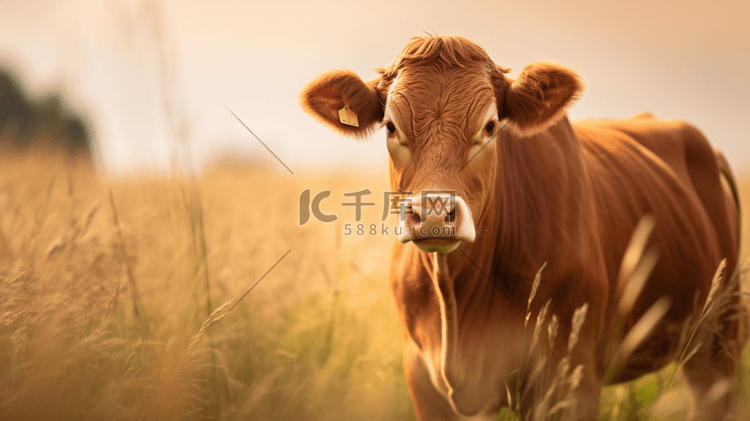 白天棕色草地上的棕色奶牛