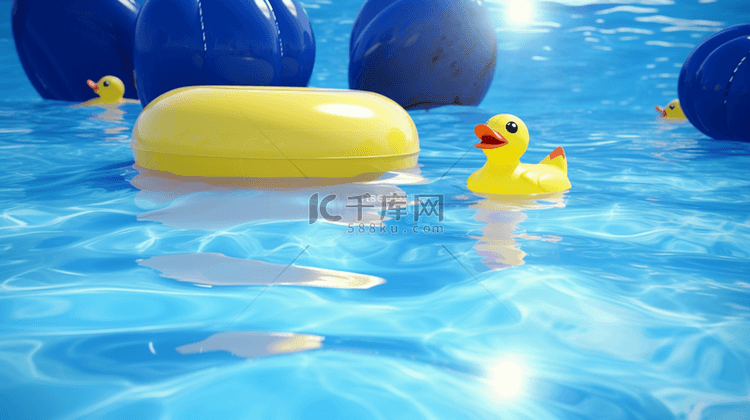 唯美夏季水上小黄鸭背景5