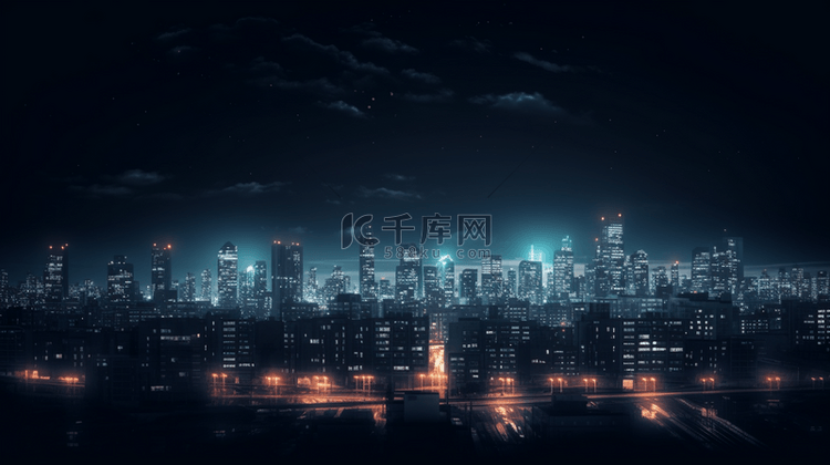 夜间的城市风貌商务科技夜景背景