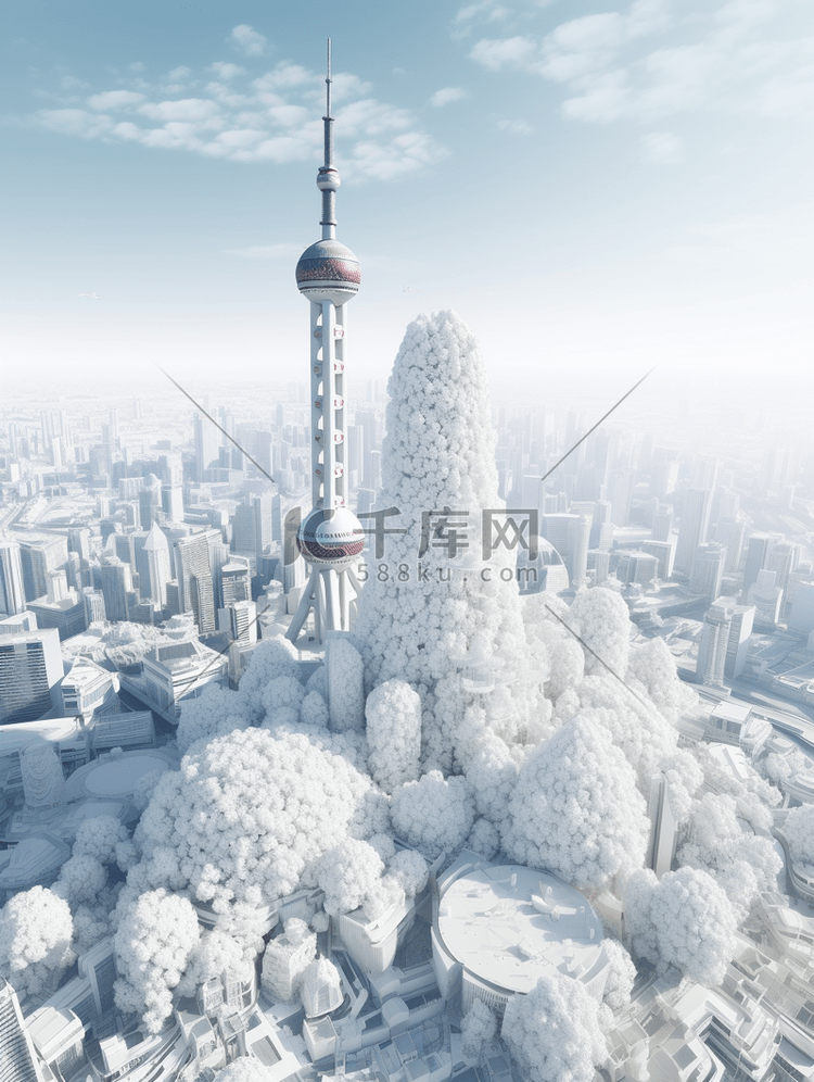 3D立体东方明珠模型背景3