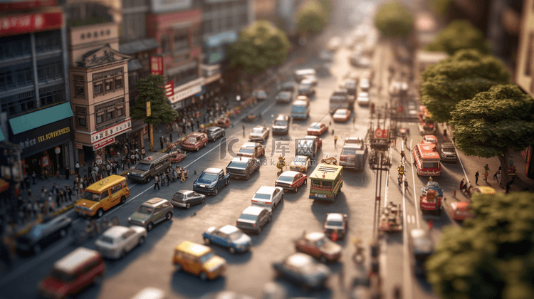 3D立体城市街景交通车辆背景7