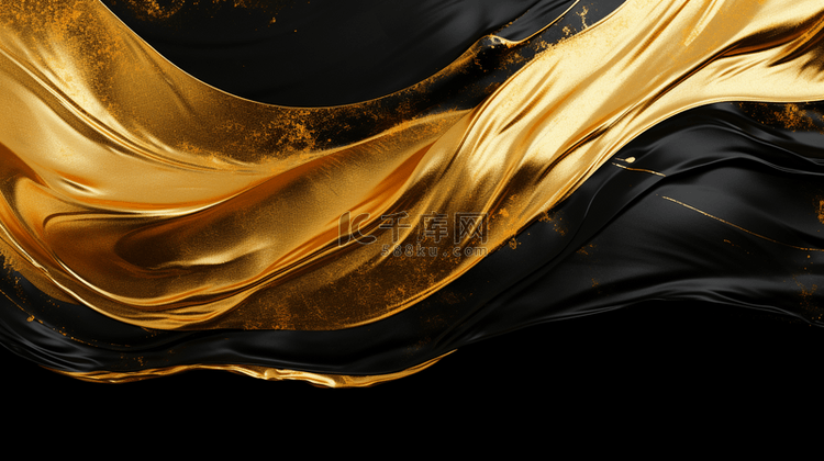 优雅、豪华的金色液体涟漪。3D