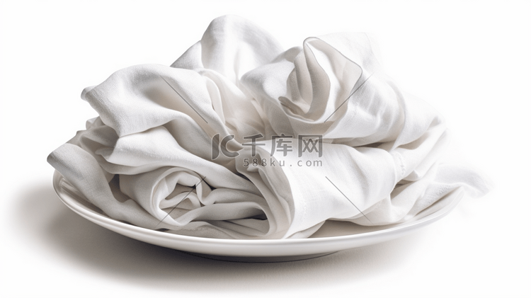 白色背景上的小折面餐巾