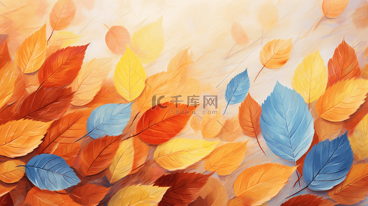 秋天落叶唯美秋季黄色树叶背景12