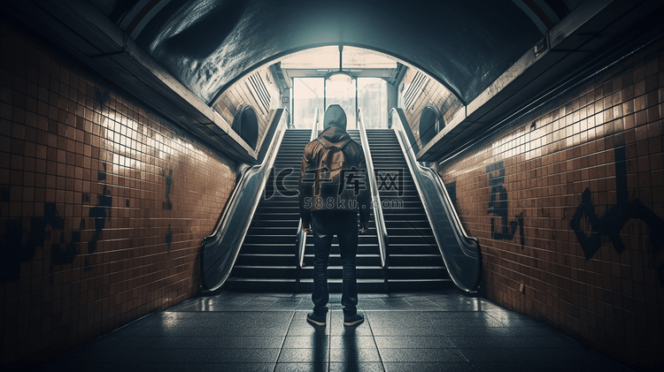 站在地铁楼梯下的人物背影2
