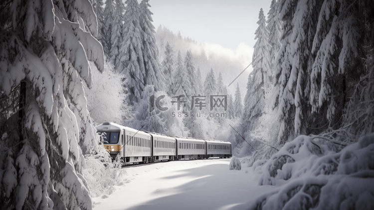 穿越冬季森林的列车3