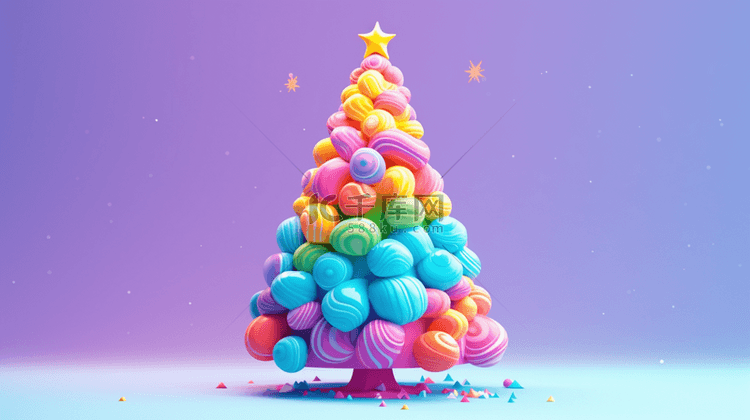 3D立体彩色可爱糖果圣诞节圣诞树